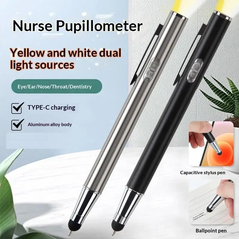 4-in-1 Rechargeable LED Pen Light – Stainless Steel, Type-C Medical Pen Light Babs