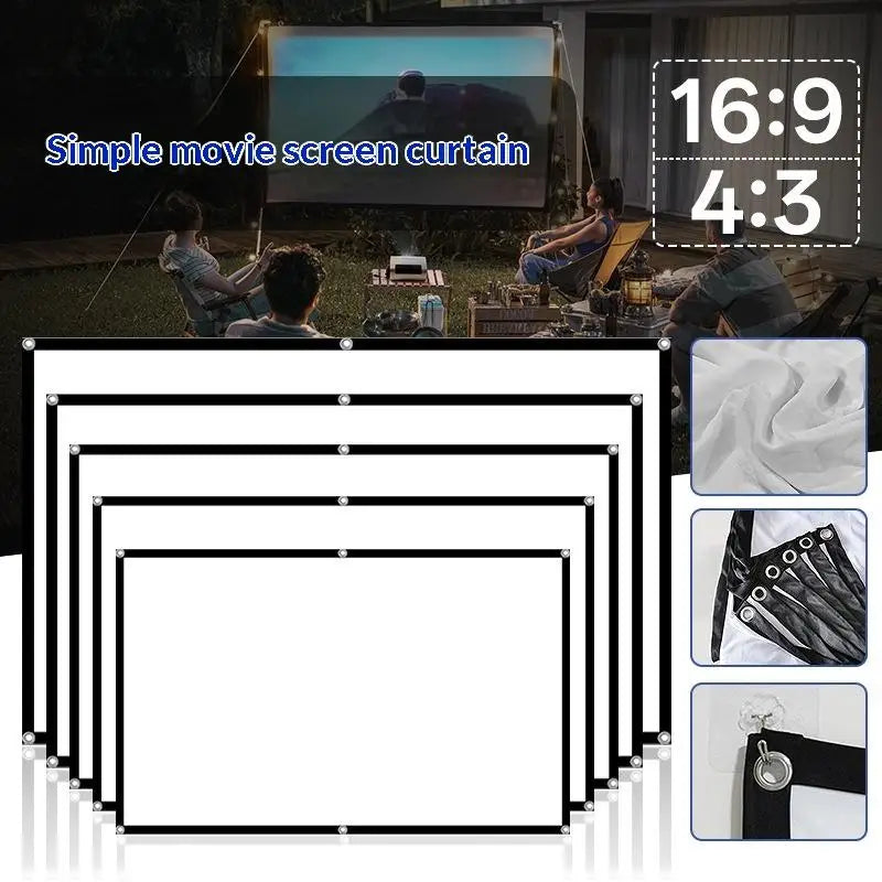 Anti-Light Projector Screen Curtain 60–120" | 16:9 Widescreen Projector Screen Babs