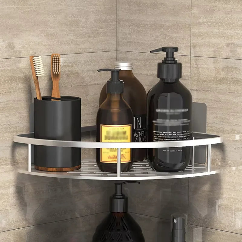 No-Drill Bathroom Toilet Paper Holder Shelf & Storage Bathroom Shelf Holder Babs Silver
