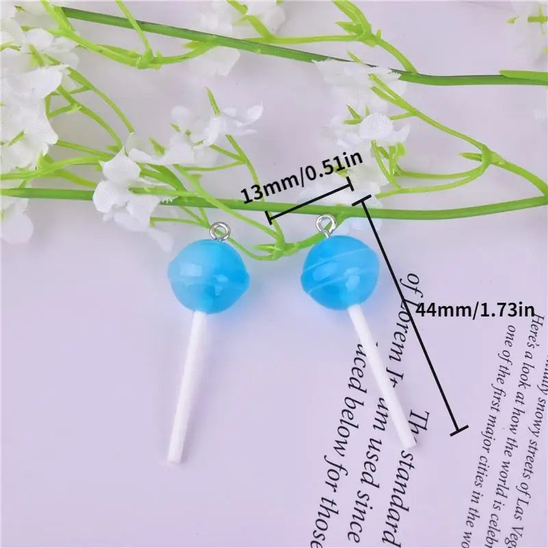 20Pcs Lollipop Resin Charms for DIY Keychains & Jewelry Making Resin Craft Charms Babs blue-20pcs