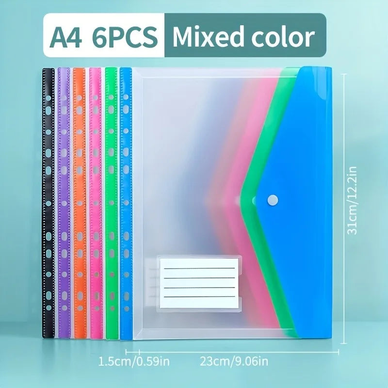 6-Pack Expandable Binder Pocket Folders with 11 Holes | Plastic Binder Pocket Folders Babs Horizontal 6pcs