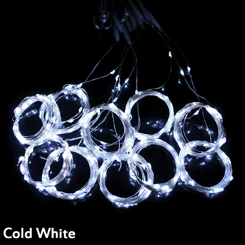Christmas LED Curtain Fairy String Lights – USB, 8 Modes LED Curtain String Lights Babs Cold White 3MX1M 100LED
