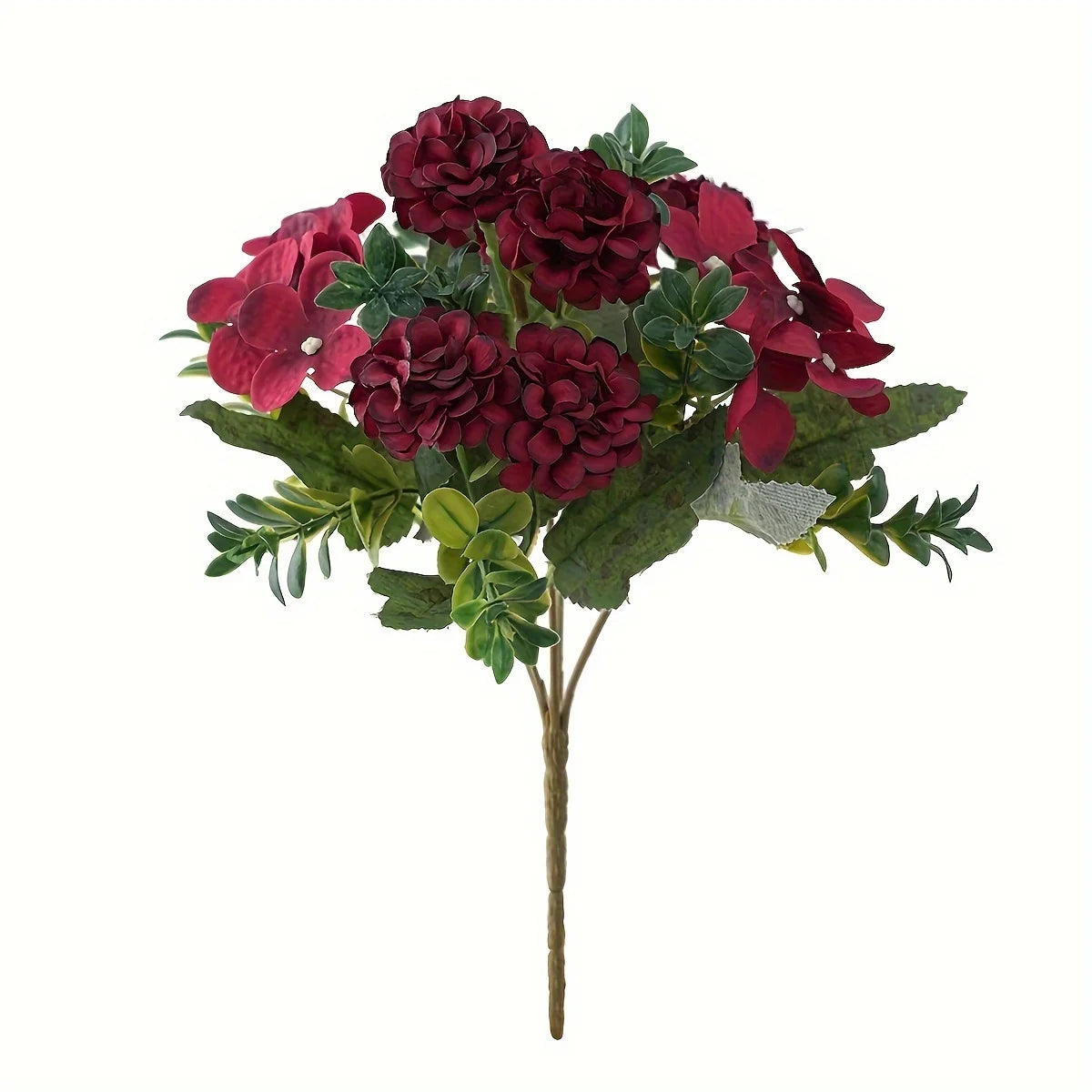 Silk Peony & Hydrangea Artificial Bouquet – Wedding & Home Décor Artificial Flower Bouquet Babs Burgundy 1 pc