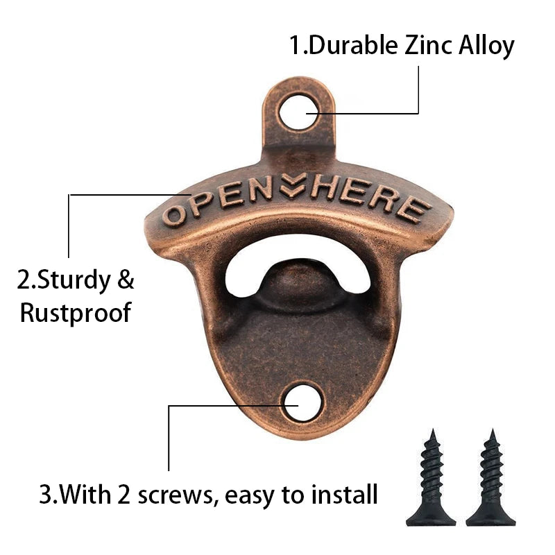 Retro Wall Mounted Beer Bottle Opener – Zinc Alloy Kitchen Decor Wall Bottle Opener Babs
