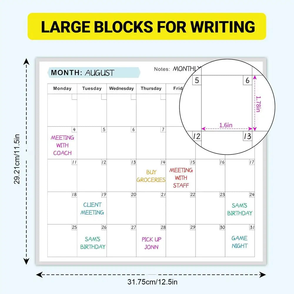 Dry Erase Yearly Whiteboard Calendar – 12 Month Planner Whiteboard Wall Calendar Babs 1pcs