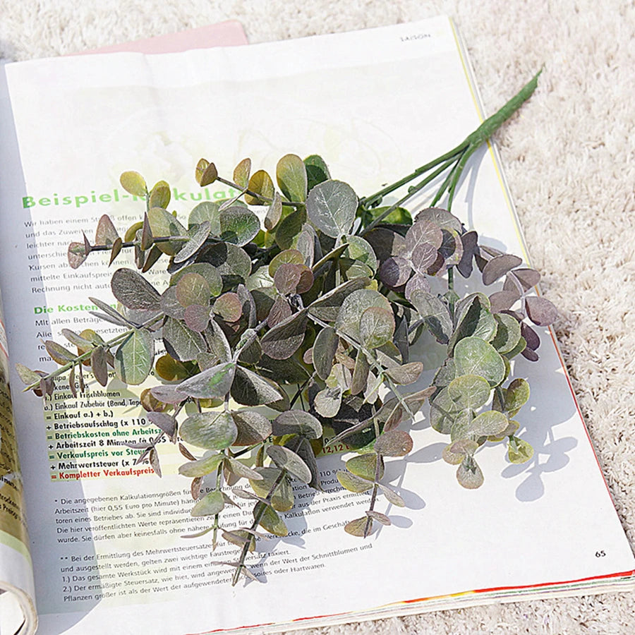 Faux Eucalyptus Branches – Artificial Green Leaves for Home Decor Artificial Plant Stems Babs Purple 1pc