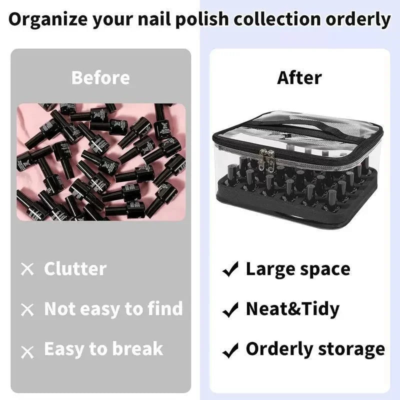 Clear PVC Makeup & Nail Polish Organizer Bag – 36 Grid Cosmetic Organizer Bag Babs