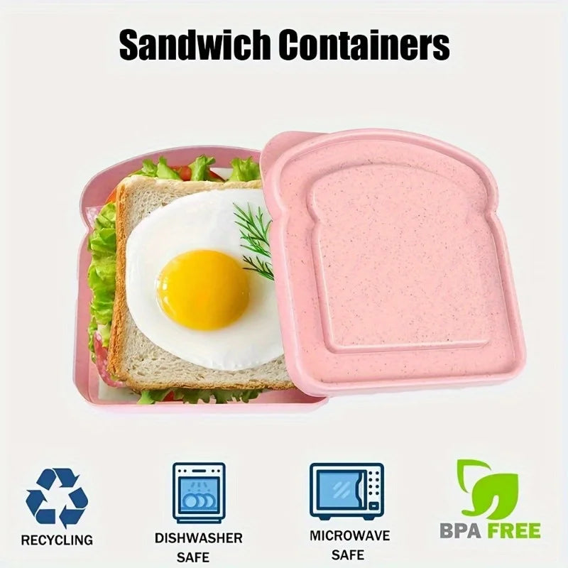 Toast-Shape Sandwich Bento Box with Lid – Reusable Lunch Sandwich Storage Box Babs