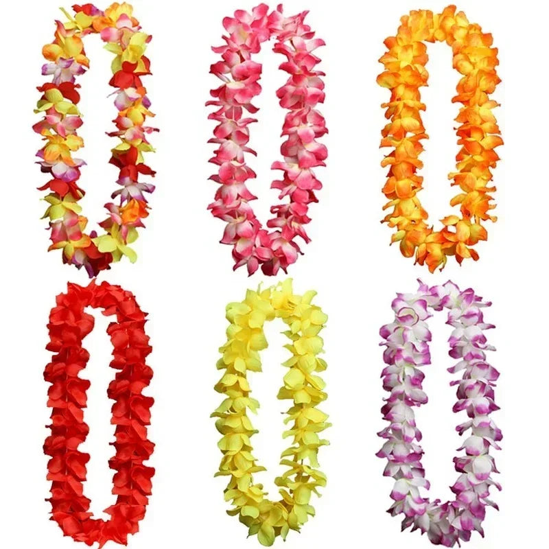 Hawaiian Flower Lei Necklace – Artificial Garland for Luau & Party Flower Lei Necklace Babs
