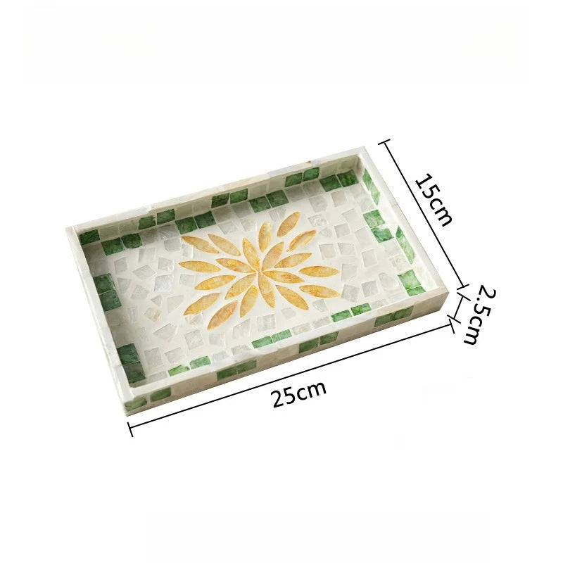 Natural Seashell Decorative Tray – Retro Square Storage Plate Decorative Storage Tray Babs Grass