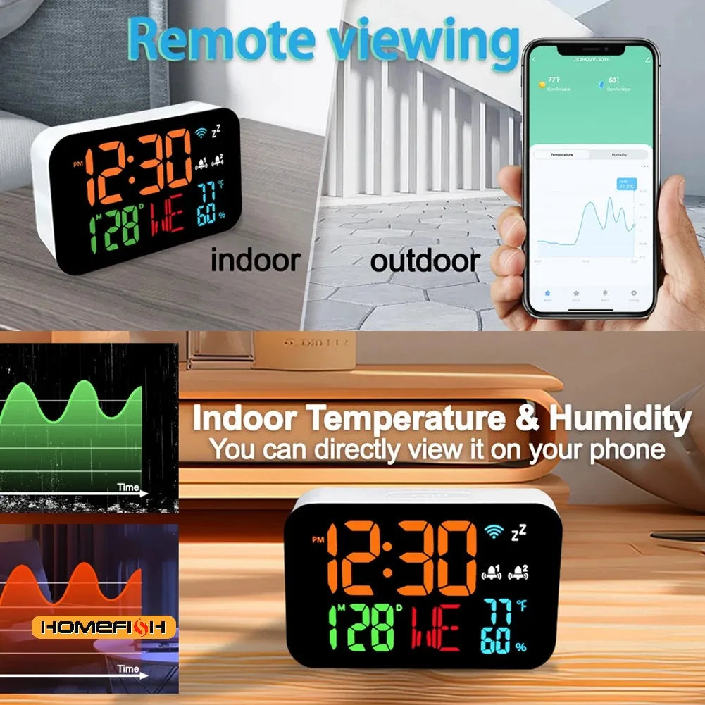 Tuya WiFi Smart Clock – LED Thermometer & Hygrometer Display Smart WiFi Clock Babs