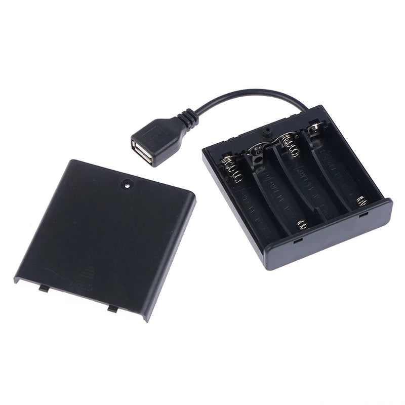 4 AA USB Battery Box 5V Mini Power Supply for LED Strip Lights USB Battery Box Babs
