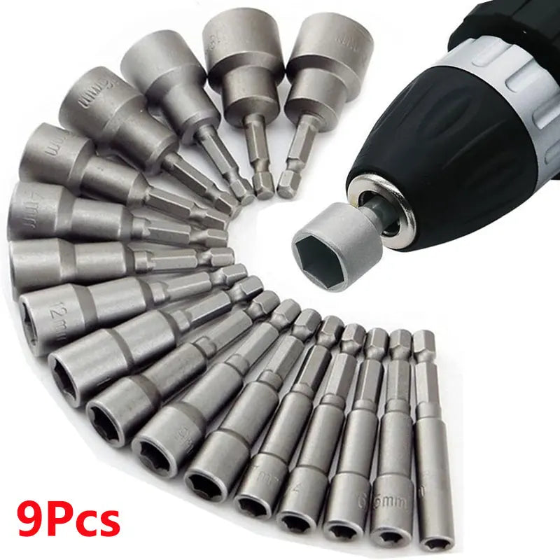 9-Piece Hex Shank Socket Set 5–13mm Metric Impact Bits Kit Impact Socket Set Babs