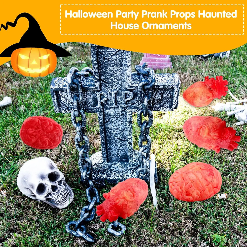 Realistic Halloween Fake Organ Props – Brain Heart Hand Foot Halloween Prop Decoration Babs