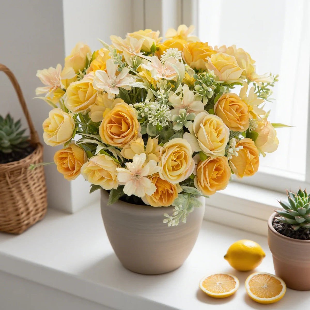 Artificial Silk Rose Bouquet – Wedding & Home Décor Artificial Silk Flowers Babs