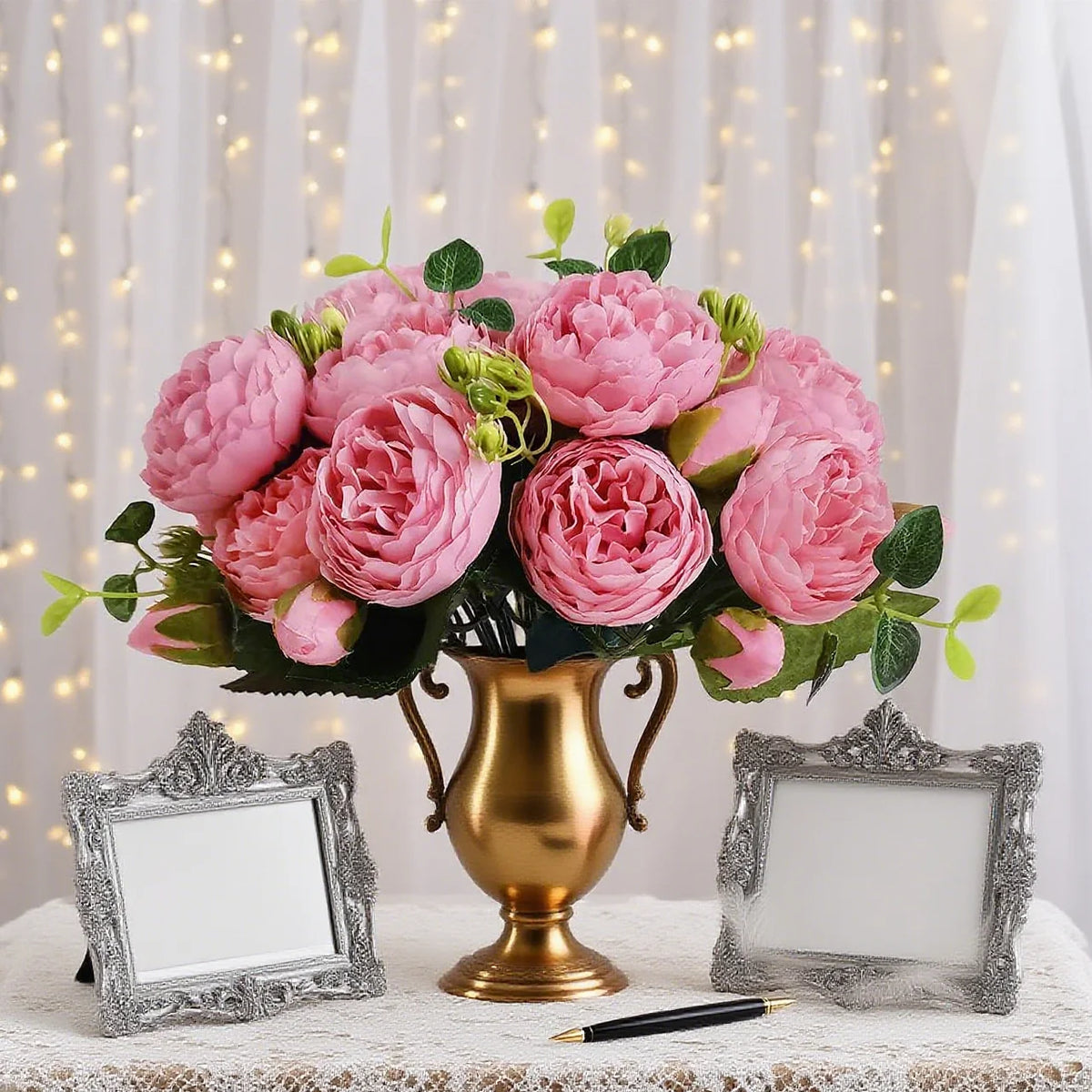 Silk Peony Rose Artificial Flower Bouquet – Wedding & Decor Artificial Flower Bouquet Babs