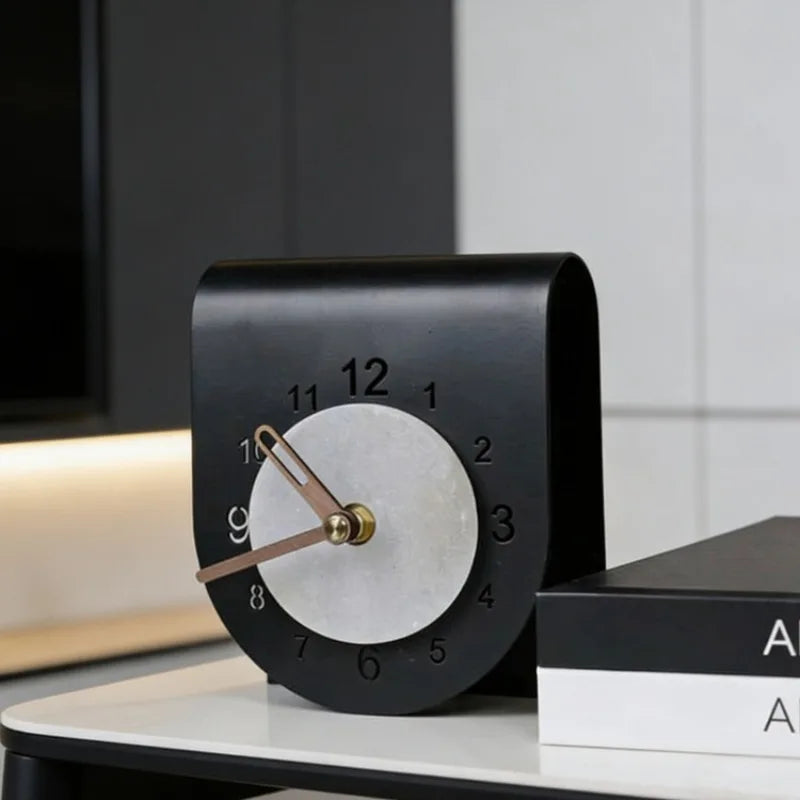 Metal Desk Clock – Modern Silent Quartz Tabletop Clock Decorative Desk Clock Babs