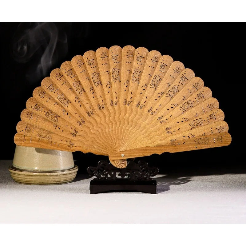 Vintage Hollow-Carved Wooden Folding Fan | Classical Decor Gift Decorative Folding Fan Babs