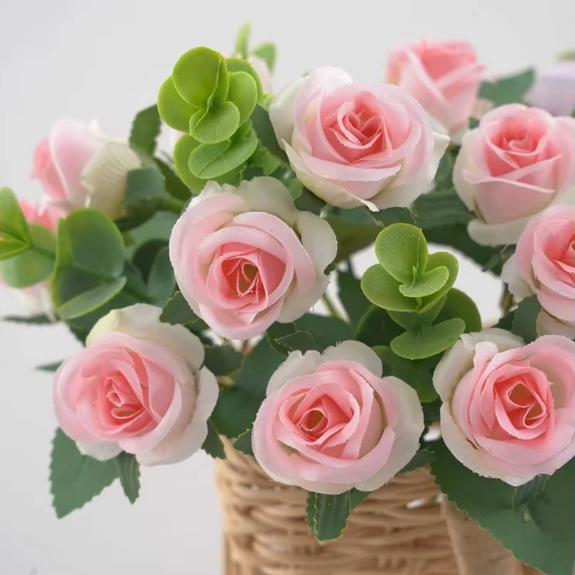 Silk Rose & Eucalyptus Artificial Flower Bouquet | Home Decor Artificial Flower Bouquet Babs