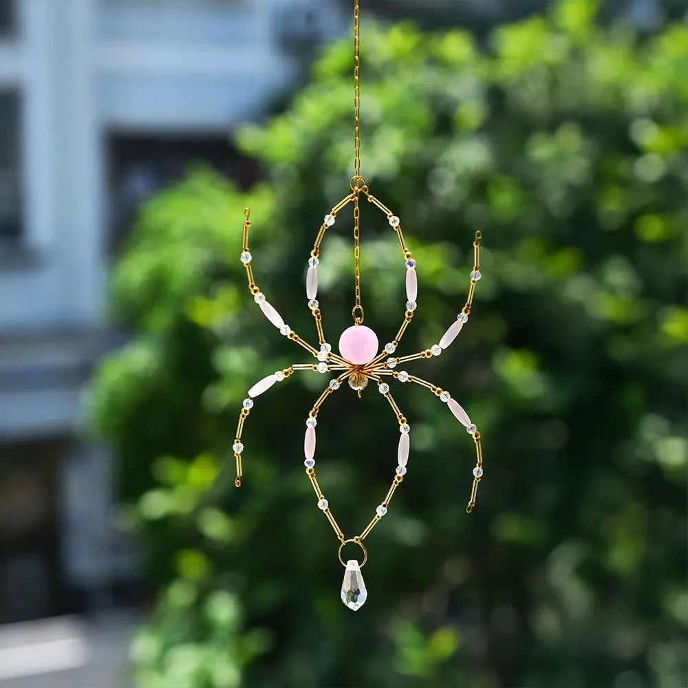Crystal Pink Spider Suncatcher Prism Pendant | Window Decor Suncatcher Pendant Babs