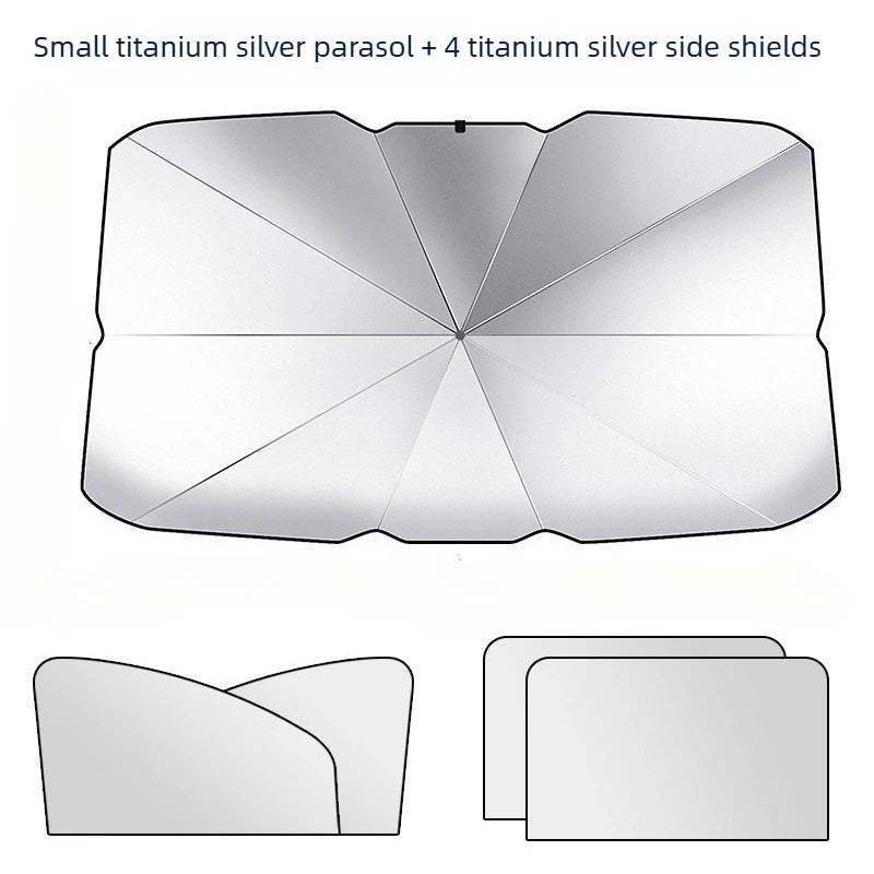 Foldable Car Windshield Sunshade – UV Blocking Front Cover Car Windshield Sunshade Babs Silvery Small
