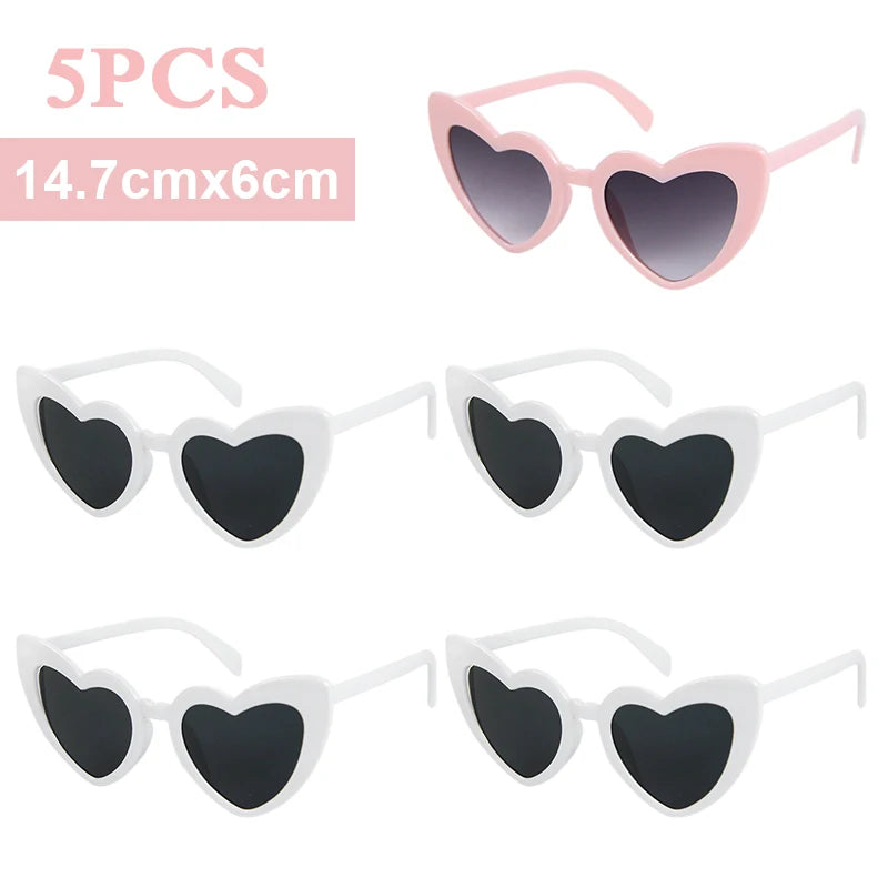 Heart Shaped Bachelorette Party Sunglasses | Bridal Shower Gift Party Novelty Sunglasses Babs 1pink 4white