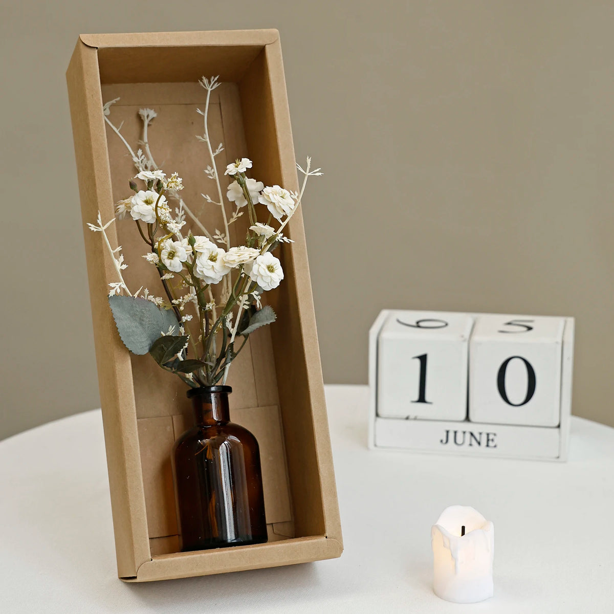 Silk Peony Artificial Flower Bouquet – Wedding & Home Décor Artificial Flower Bouquet Babs 2 with vase and box 1 pc