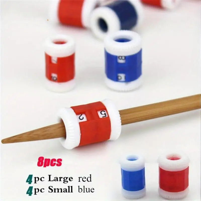 8-Piece Plastic Knitting Needle Row Counter Set – 4 Large + 4 Small Knitting Needle Set Babs 8pcs set