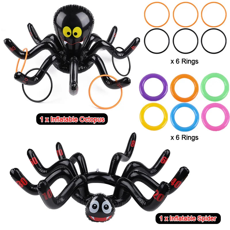 Halloween Inflatable Ring Toss Game – Spider & Octopus Party Toy Inflatable Party Game Babs 2set