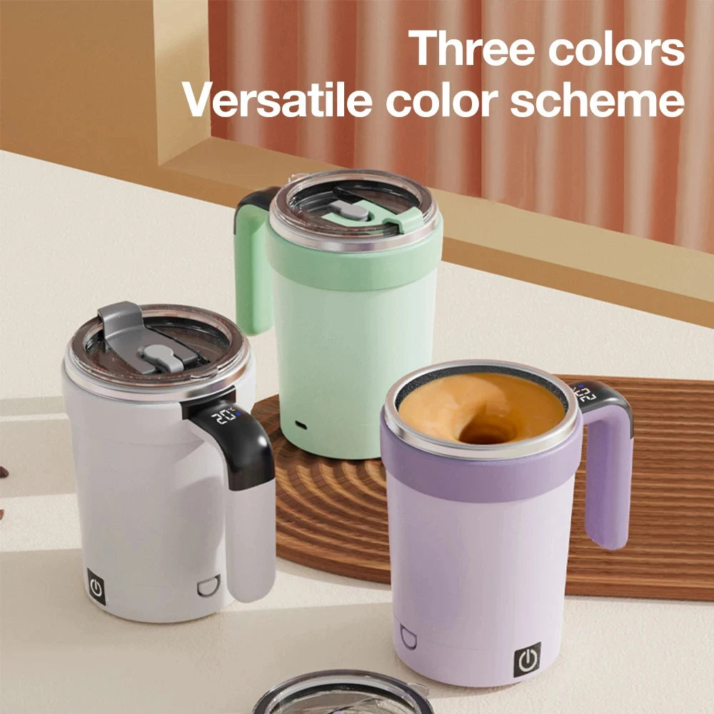 Self-Stirring Stainless Steel Mug | USB-C Rechargeable & LED Temp Self-Stirring Coffee Mug Babs