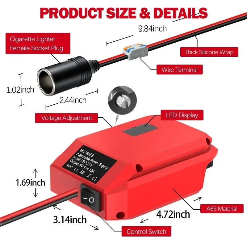 18V–20V to 12V Step-Down Converter | Makita Milwaukee Bosch Voltage Step-Down Converter Babs