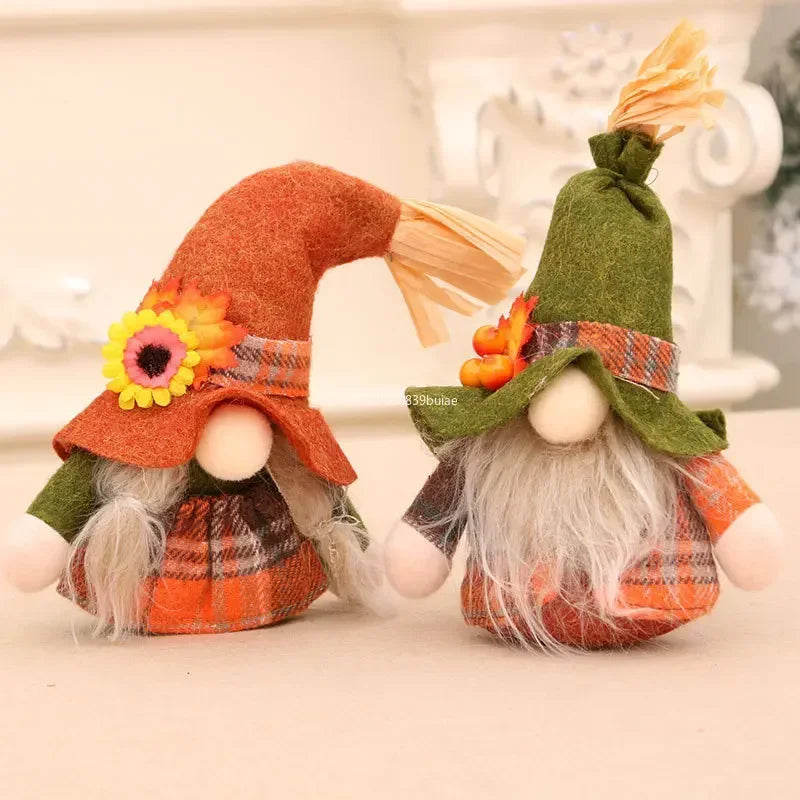 Fall Gnome Plush Figurine – Autumn Pumpkin Thanksgiving Décor Holiday Gnome Figurine Babs