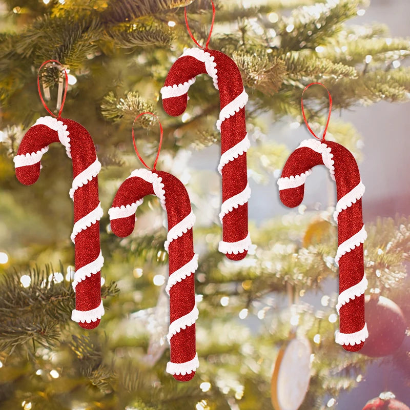 Candy Cane Christmas Tree Ornaments – Red & White Pendants Christmas Tree Ornaments Babs