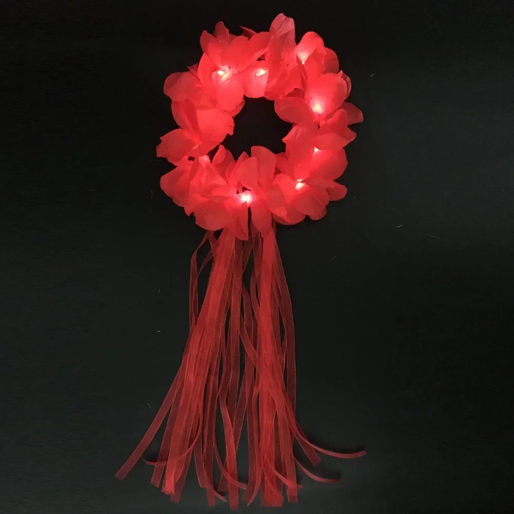 LED Hawaiian Leis Flashing Flower Necklace for Parties