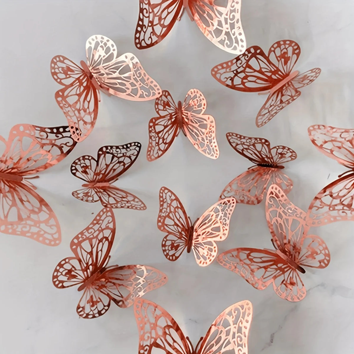12pcs 3D Butterfly Wall Stickers – Home & Room Decor Wall Sticker Set Babs rose gold