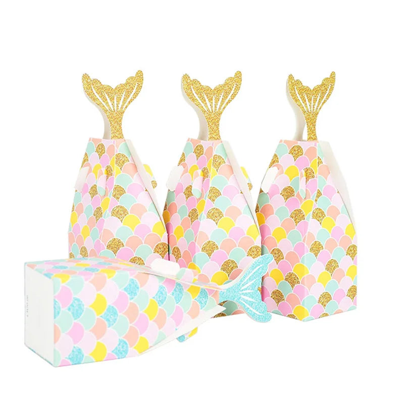 10Pcs Mermaid Tail Paper Candy Boxes – Party & Baby Shower Party Favor Boxes Babs