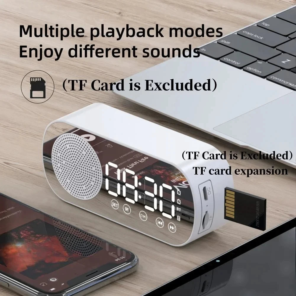 Mirror Digital Alarm Clock | FM Radio & Bluetooth Speaker Digital Alarm Clock Babs