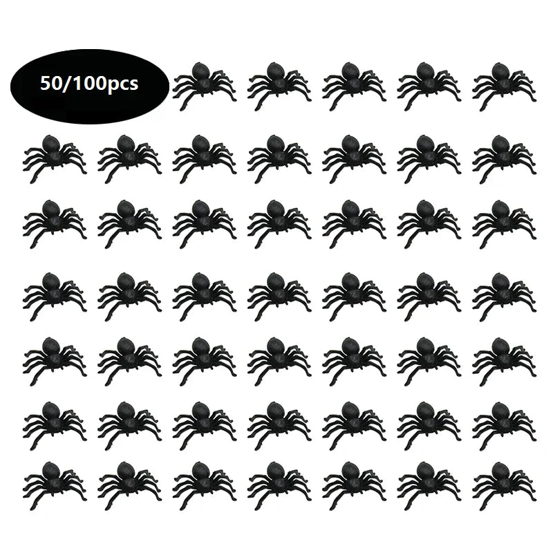 50/100pcs Halloween Black Spider Party Decoration Toys Halloween Decoration Babs