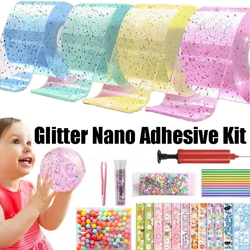 Squishy Nano Tape Glitter Set – Bubble Putty DIY Squeeze Toy Sensory Craft Toy Set Babs