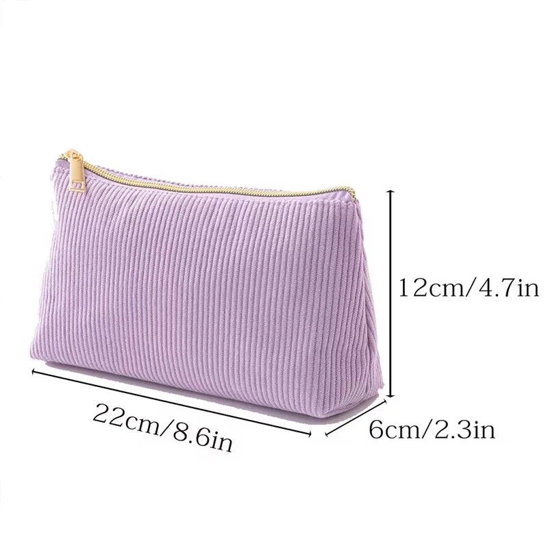 Corduroy Embroidery Cosmetic Bag – Portable Makeup Pouch Cosmetic Makeup Bag Babs