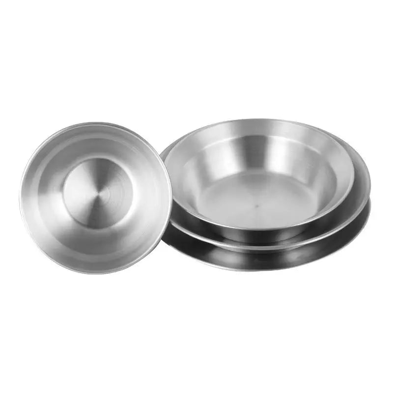 4-Piece Stainless Steel Camping Plate & Bowl Set – Portable Camping Tableware Set Babs