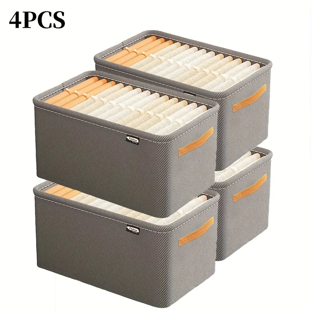 4PCS Large Stackable Storage Boxes – Non-Woven Closet Organizer Stackable Storage Boxes Babs