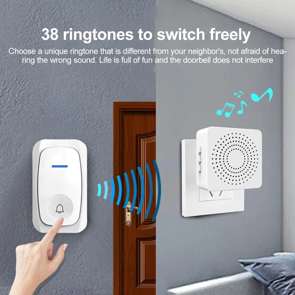 USB Wireless Doorbell – 38 Melodies, Waterproof & No Wiring Wireless Doorbell Babs