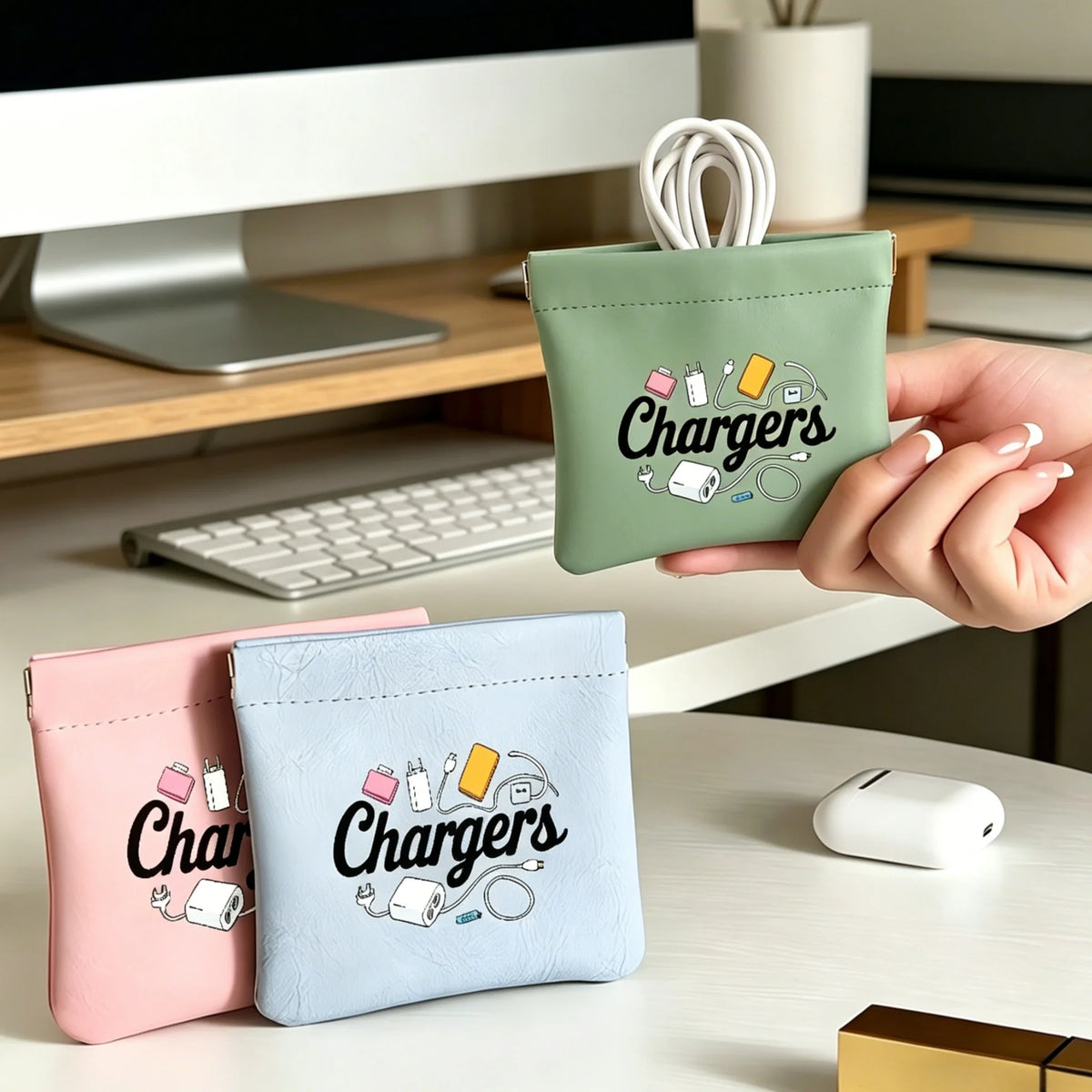 Pop-Up Spring Storage Bag – Cable & Small Item Organizer Pop-Up Storage Pouch Babs