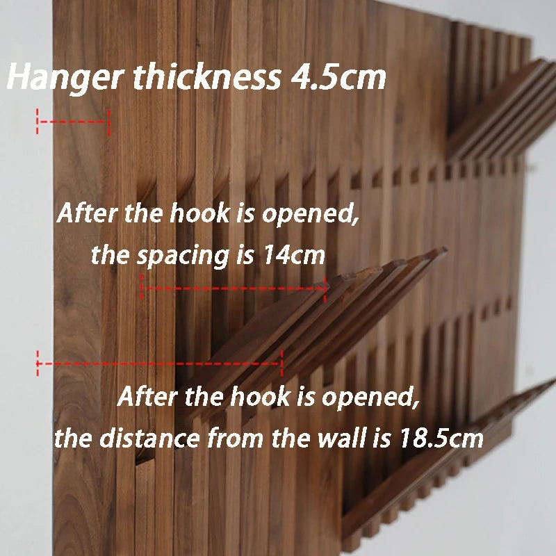 Solid Oak Wall Mounted Coat Rack – Multi-Hook Clothes Organizer Wall Coat Rack Babs