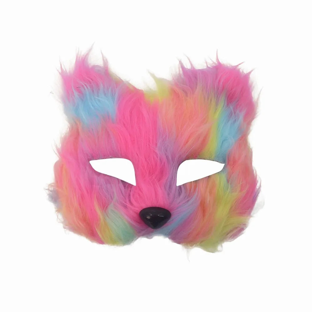 Realistic Plush Cat Half Face Mask – Halloween Costume Halloween Costume Mask Babs Colorful