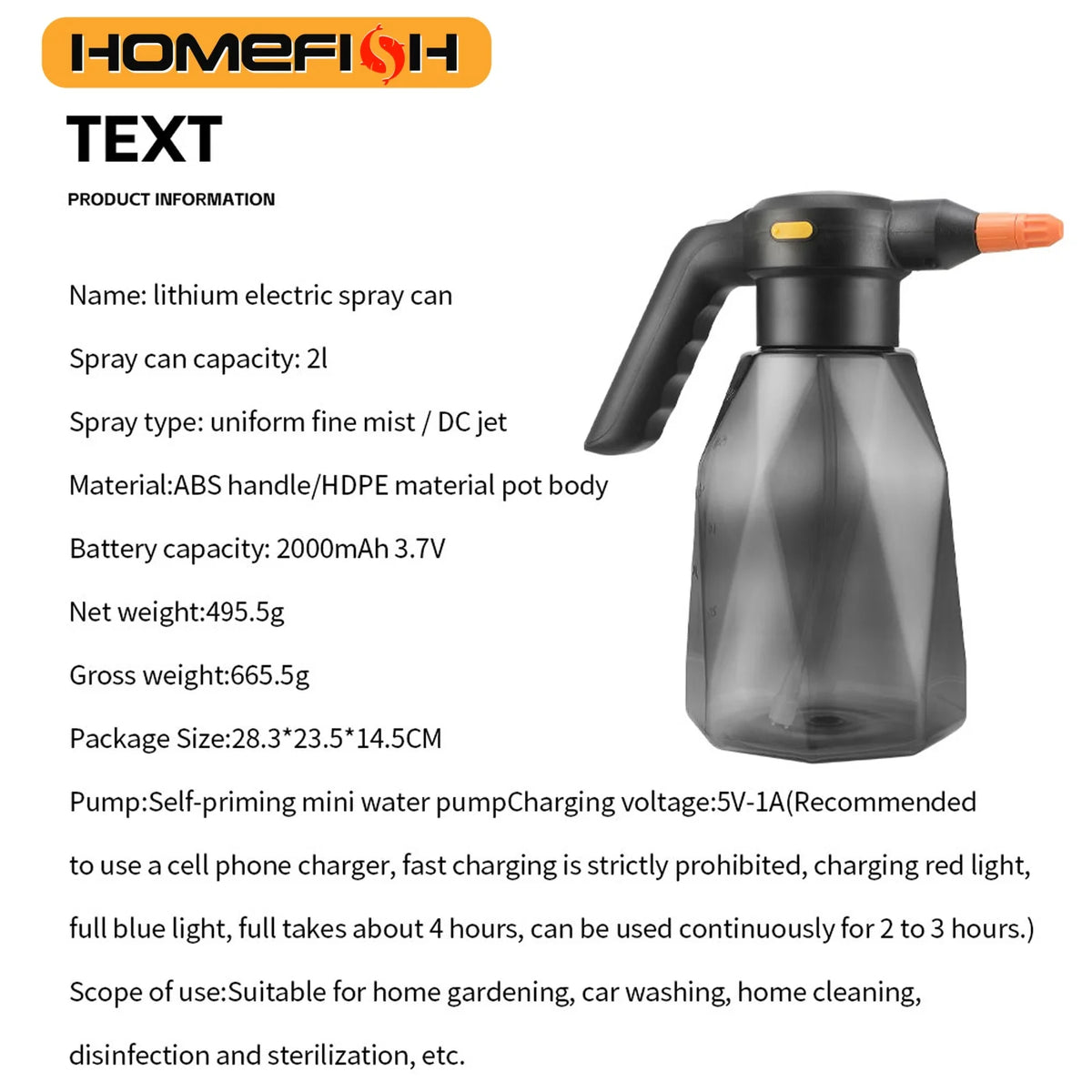 2L Rechargeable Electric Handheld Garden Sprayer & Mister Electric Garden Sprayer Babs