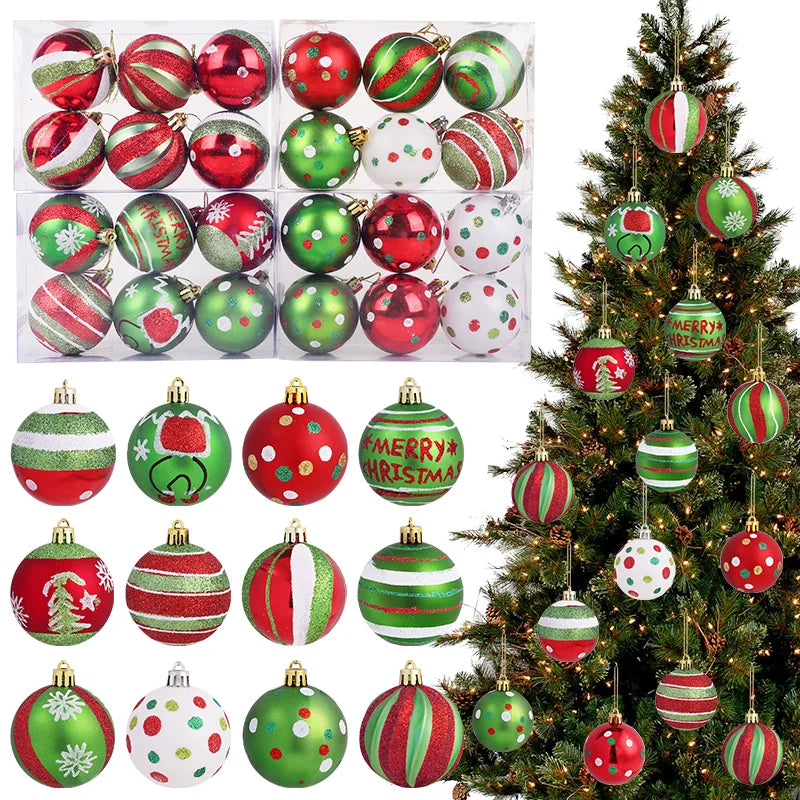 6-Pack 6cm Christmas Ball Ornaments – Red & Green Xmas Tree Decor Christmas Tree Ornaments Babs