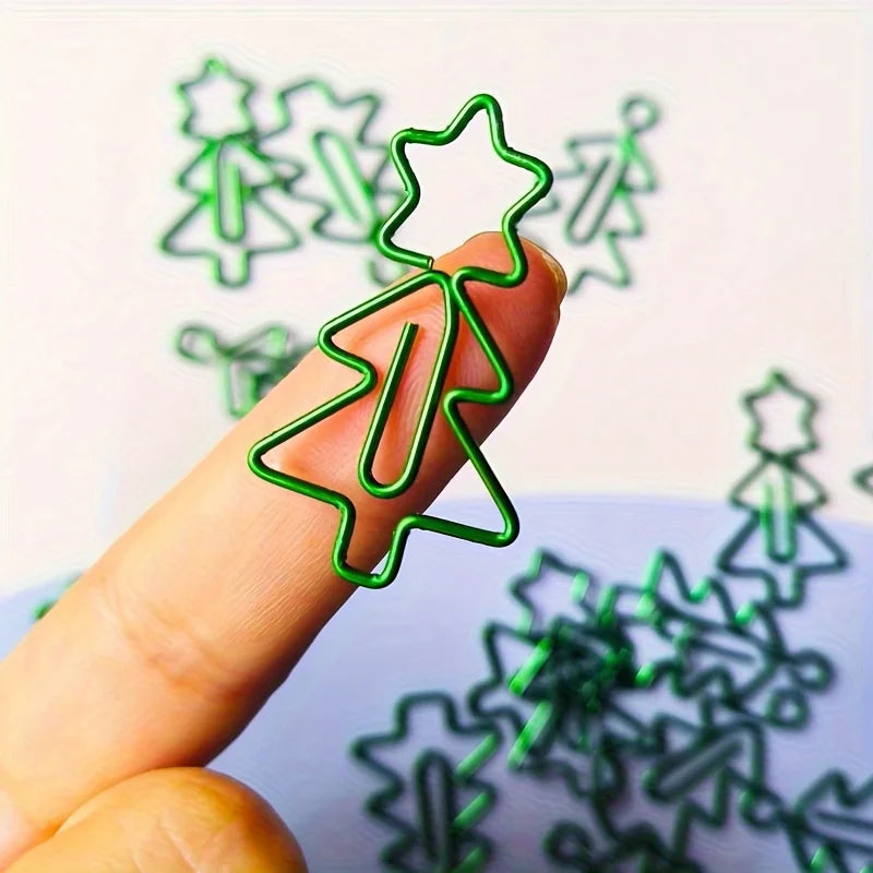 Christmas Tree Paper Clips – Festive Iron Binder Clips Novelty Paper Clips Babs