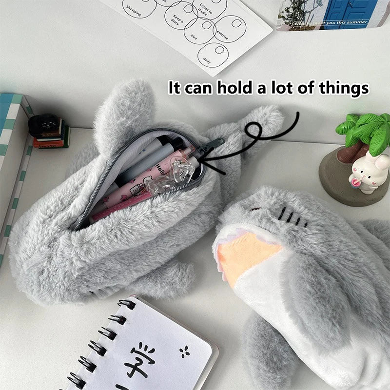 Kawaii Plush Shark Pencil Case – Large Capacity Pen Bag Plush Pencil Case Babs